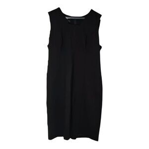 Talbots Sleeveless Sheath Dress Womens Size 12P Black Stretch Classic Career